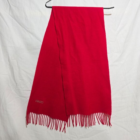 Vtg FENDI Embroidered Wool Scarf - Red - 11 1/2" x 52" - Picture 3 of 4